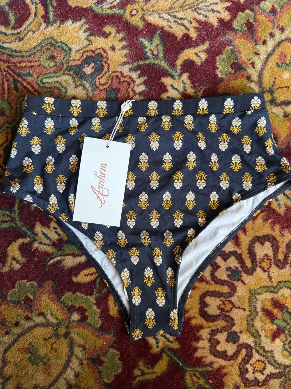 Arnhem Babylon High-Waist underwear panties - black with Yellow Floral Print